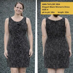 Ann Taylor 1954 Elegant Black Women's Dress size 4 pit to pit 14in length 33in